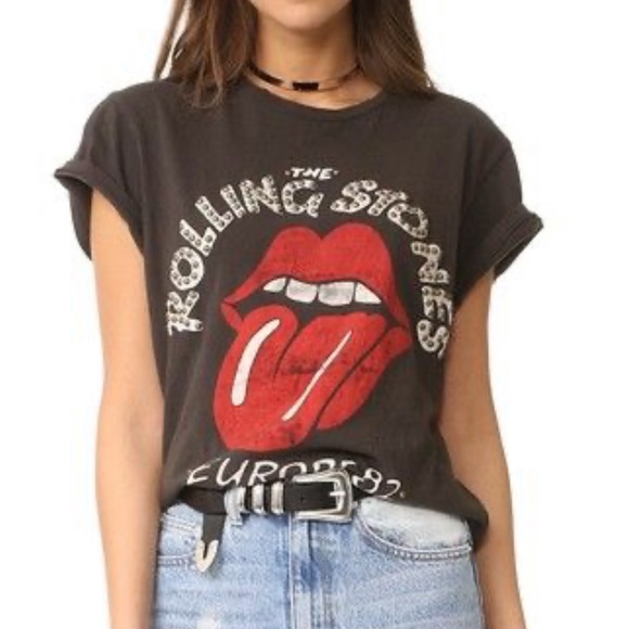 madeworn Tops - Madeworn Rolling Stones Distressed Tee